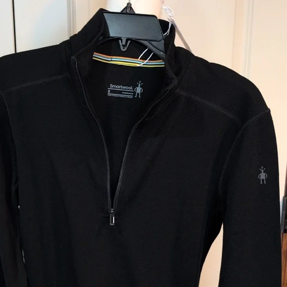 NWT Smartwool Men's Size Small Quarter Zip Sweater Black 100% Merino Wool - Picture 2 of 5